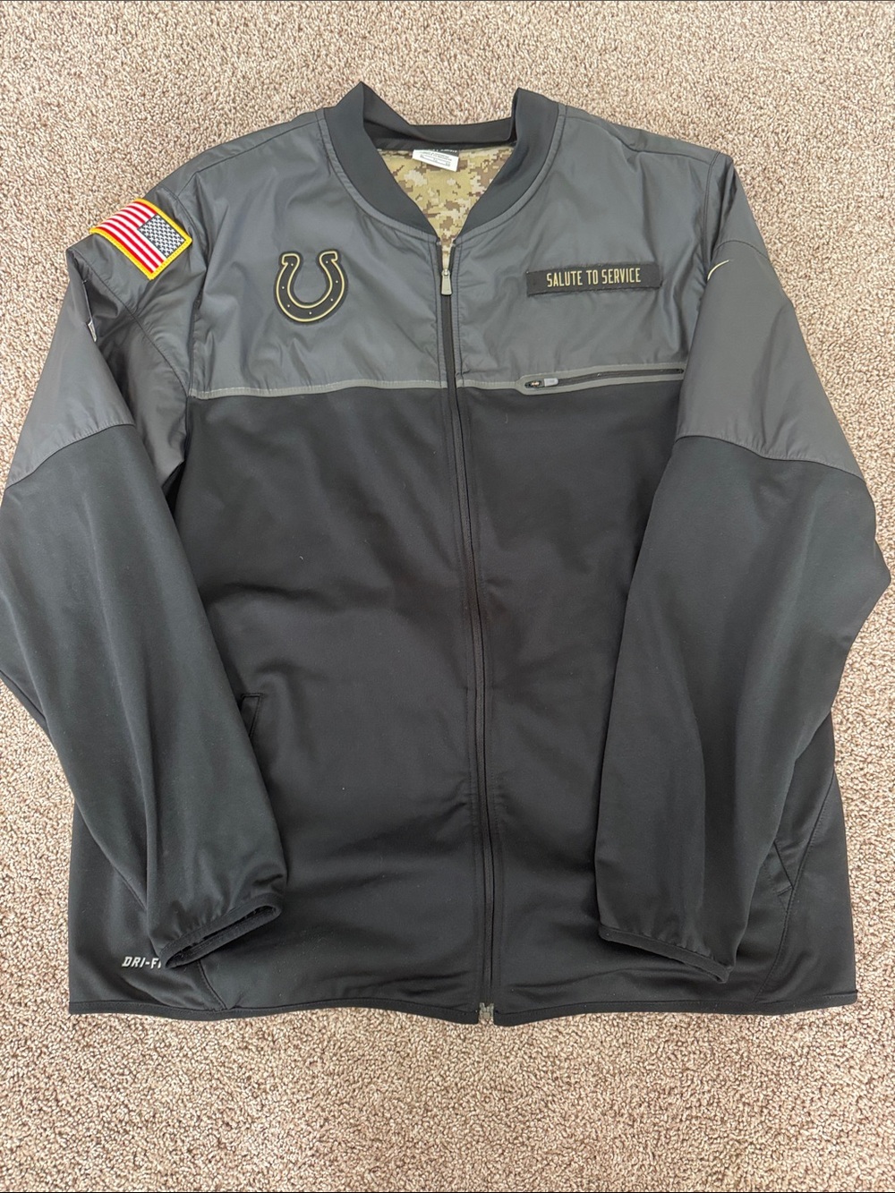 Nike Black Salute to Service Bomber-Style Jacket with Patches